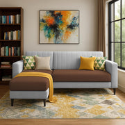 Casaliving Moris RHS 4 Seater L Shape Sofa Set for Living Room (Black) Premium Fabric Sofa Set for Living Room