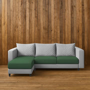 Mikasa 4 Seater LHS L Shape Sofa Set for Living Room (Green Grey Fabric) Premium Fabric Sofa Set for Living Room