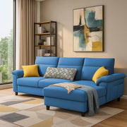 Casaliving Seams LHS 4 Seater L Shape Sofa for Living Room (Black Fabric) Premium Fabric Sofa