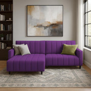 Netlie 4 Seater LHS L Shape Sofa Set for Living Room (Purple Fabric) Premium Fabric Sofa Set for Living Room