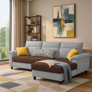 Casaliving Seams LHS 4 Seater L Shape Sofa for Living Room (Black Fabric) Premium Fabric Sofa