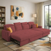 Gagnon LHS 6 Seater L Shape Corner Sofa Cum Bed for Living Room (Yellow Fabric) Premium Fabric Sofa