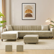 Garcia RHS 8 Seater L Shape Sofa Set with Ottoman & 2 Puffy for Living Room (Dark Grey) Premium Fabric Sofa Set