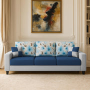 Rolando 3 Seater Sofa Set for Living Room (Blue Grey Colour) Premium Fabric Sofa Set