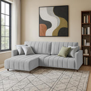 Netlie 4 Seater LHS L Shape Sofa Set for Living Room (Grey Fabric) Premium Fabric Sofa Set for Living Room
