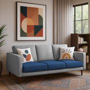 Mikasa 3 Seater Sofa Set for Living Room (Blue Grey Colour Fabric) Premium Fabric Sofa