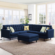Adonway 6 Seater L Shape Sofa Set with Center Table for Living Room (Blue) Premium Fabric Sofa