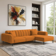 Damian RHS 4 Seater L Shape Sofa Set for Living Room (Orange Colour Fabric) Premium Fabric Sofa Set for Living Room