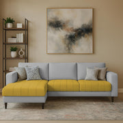 Oslo 4 Seater LHS L Shape Sofa Set for Living Room (Yellow Grey Fabric) Premium Fabric Sofa Set for Living Room