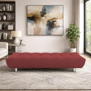 Drantly 3 Seater Sofa Cum Bed for Living Room (Maroon Fabric Color) Premium Suede Velvet Fabric Sofa Cum Bed for Living Room