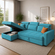 Casaliving Gagnon LHS 4 Seater L Shape Corner Sofa Cum Bed for Living Room with Storage (Black Fabric) Premium Fabric Sofa Cum Bed