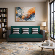 Kaven 3 Seater Sofa Set for Living Room (Yellow Grey Colour Fabric) Premium Fabric Sofa