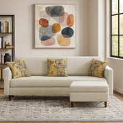 Casaliving Premium Lifestyle Fabric 4 Seater L Shape Sofa Set 3 Seater Modern Sofa Set & Ottoman for Living Room (Black Color)