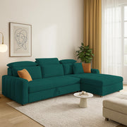 Gagnon LHS 6 Seater L Shape Corner Sofa Cum Bed for Living Room (Yellow Fabric) Premium Fabric Sofa