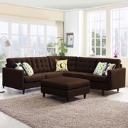 Adonway 6 Seater L Shape Sofa Set with Center Table for Living Room (Brown) Premium Fabric Sofa