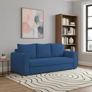 Clifton 3 Seater Sofa Cum Bed for Living Room (Blue Fabric) Premium Fabric Sofa