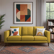 Mikasa 3 Seater Sofa Set for Living Room (Yellow Colour Fabric) Premium Fabric Sofa