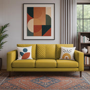 Casaliving Mikasa 3 Seater Sofa Set for Living Room (Black Colour Fabric) Premium Fabric Sofa