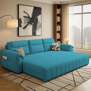 Alicia 3 Seater Sofa Cum Bed for Living Room (Turquise Fabric) Premium Fabric Sofa