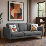 Casaliving Mikasa 3 Seater Sofa Set for Living Room (Black Colour Fabric) Premium Fabric Sofa