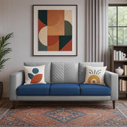 Mikasa 3 Seater Sofa Set for Living Room (Blue Grey Colour Fabric) Premium Fabric Sofa