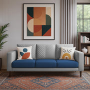 Casaliving Mikasa 3 Seater Sofa Set for Living Room (Black Colour Fabric) Premium Fabric Sofa