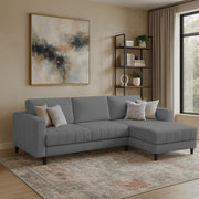 Oslo 4 Seater RHS L Shape Sofa Set for Living Room (Dark Grey Fabric) Premium Fabric Sofa Set for Living Room