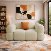 Vetras Modern Velvet Bubble Cloud Sofa, Tufted Design Upholstered 1 Seater Sofa Set for Living Room, (Black Colour) Premium Velvet Fabric Sofa