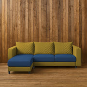 Mikasa 4 Seater LHS L Shape Sofa Set for Living Room (Blue Yellow Fabric) Premium Fabric Sofa Set for Living Room