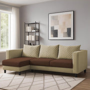 Mikasa 4 Seater LHS L Shape Sofa Set for Living Room (Cream Brown Fabric) Premium Fabric Sofa Set for Living Room