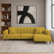 Damian RHS 4 Seater L Shape Sofa Set for Living Room (Yellow Colour Fabric) Premium Fabric Sofa Set for Living Room