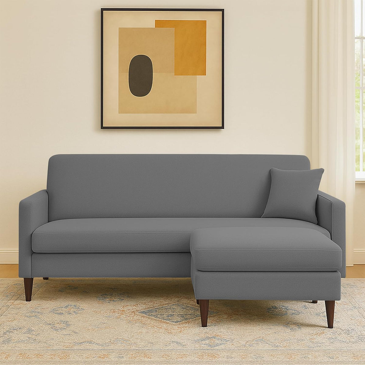 Valkyrie 4 Seater L Shape Convertible Sofa Set for Living Room, 3 Seat
