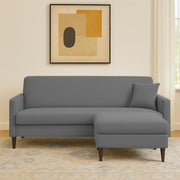 Valkyrie 4 Seater L Shape Convertible Sofa Set for Living Room, 3 Seater & Ottoman Modular Sectional Couch for Small Space (Dark Grey Colour) Fabric