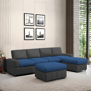 Rone 6 Seater L-Shaped & U-Shaped Sofas Set for Living Room – (Black Blue Colour Fabric) Premium Comfort Sofa