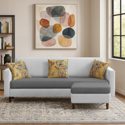 Casaliving Premium Lifestyle Fabric 4 Seater L Shape Sofa Set 3 Seater Modern Sofa Set & Ottoman for Living Room (Black Color)