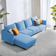 Casaliving Stanly LHS 6 Seater L Shape Sofa Set for Living Room (Black Fabric)