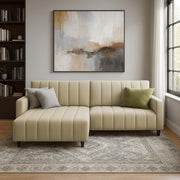 Netlie 4 Seater LHS L Shape Sofa Set for Living Room (Cream Fabric) Premium Fabric Sofa Set for Living Room