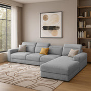 Orion RHS 6 Seater L Shape Sofa Set for Living Room (Grey Colour) Premium Fabric Sofa