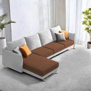 Casaliving Stanly LHS 6 Seater L Shape Sofa Set for Living Room (Black Fabric)