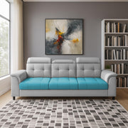 Kaven 3 Seater Sofa Set for Living Room (Yellow Grey Colour Fabric) Premium Fabric Sofa