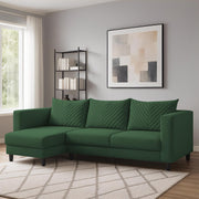 Mikasa 4 Seater LHS L Shape Sofa Set for Living Room (Green Fabric) Premium Fabric Sofa Set for Living Room