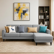 Aria RHS 4 Seater L Shape Sofa Set for Living Room (Grey) Premium Fabric Sofa Set