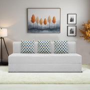 Marcus 3 Seater Sofa Cum Bed with 3 Cushions for Living Room (Black Fabric) Premium Fabric Sofa Set 6.5 X 6.5 Feet