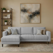 Oslo 4 Seater LHS L Shape Sofa Set for Living Room (Grey Fabric) Premium Fabric Sofa Set for Living Room