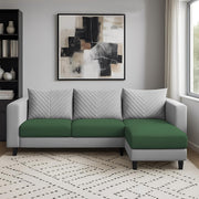 Mikasa 4 Seater RHS L Shape Sofa Set for Living Room (Green Grey Fabric) Premium Fabric Sofa Set for Living Room