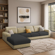 Orion LHS 6 Seater L Shape Sofa Set for Living Room (Cream Black Colour) Premium Fabric Sofa