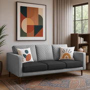 Mikasa 3 Seater Sofa Set for Living Room (Black Grey Colour Fabric) Premium Fabric Sofa