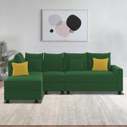 Inclair LHS 6 Seater L Shape Sofa Set for Living Room (Green Fabric) Premium Fabric Sofa