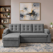 Grance LHS 4 Seater Corner Sofa Cum Bed for Living Room (Black Fabric) Premium Fabric Sofa