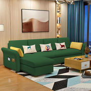 Ventos LHS 6 Seater L Shape Sofa Set for Living Room (Green) Premium Velvet Fabric